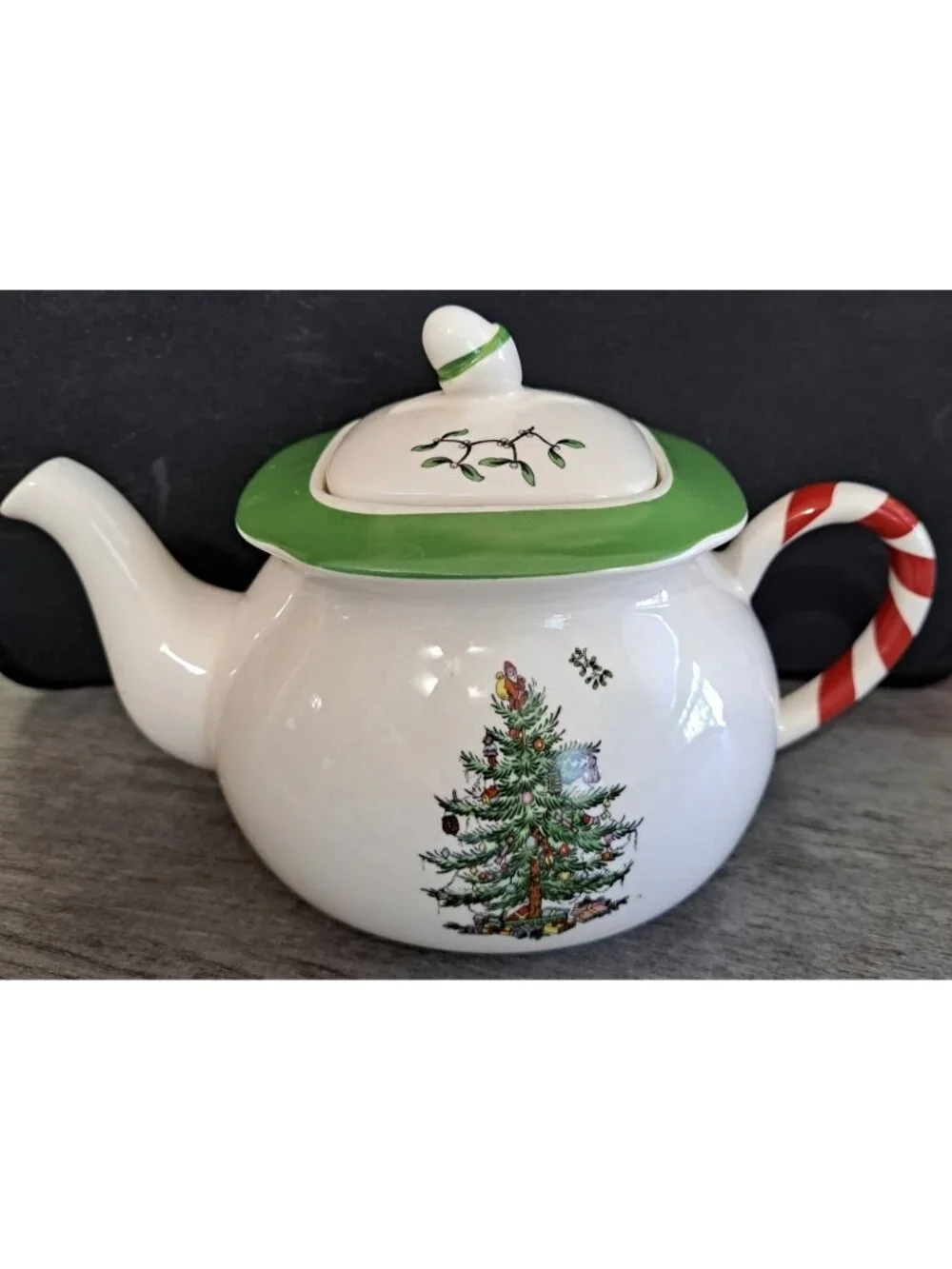 Spode Christmas Tree Candy Cane Teapot for One